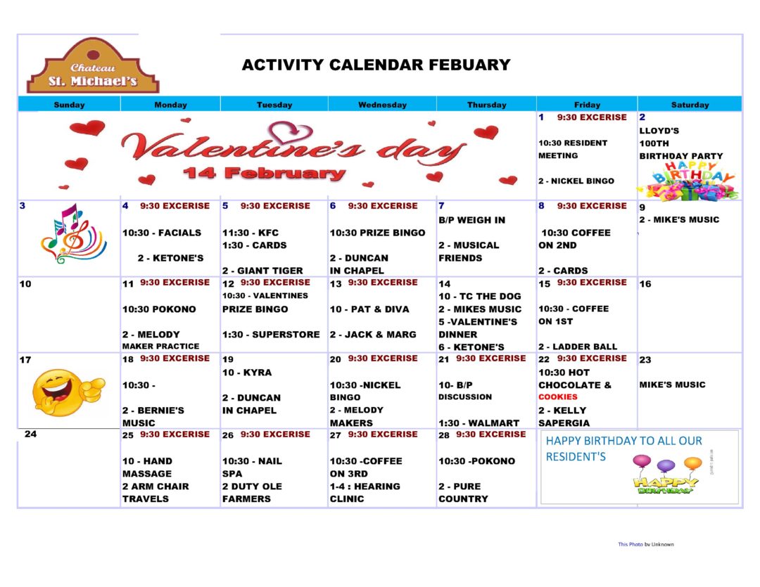 Event Calendar Chateau St Michael s